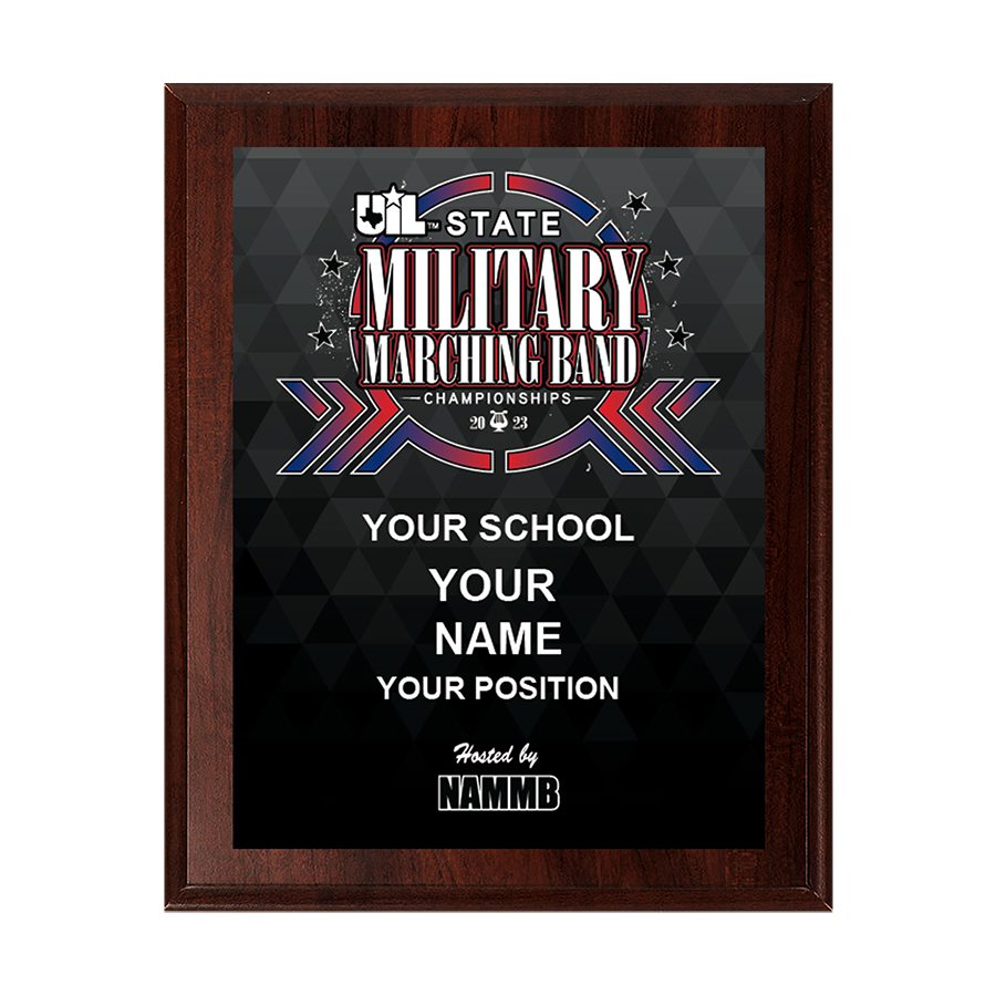2023 UIL State Military Marching Band Championships 8x10 Plaque