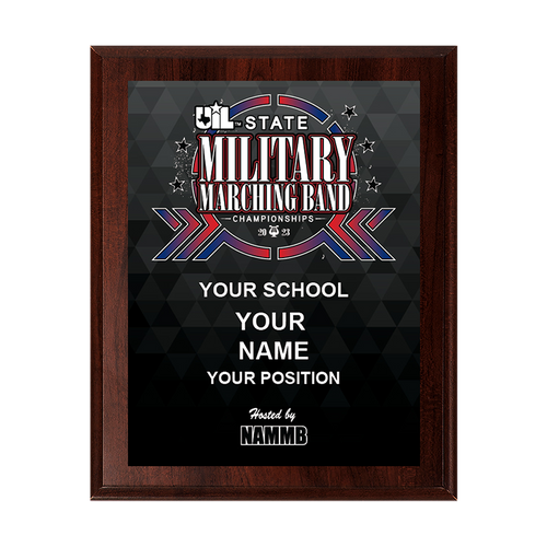 2023 UIL State Military Marching Band Championships 8x10 Plaque