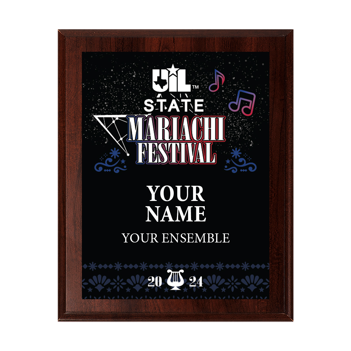 2024 UIL Mariachi State Festival 8x10 Plaque
