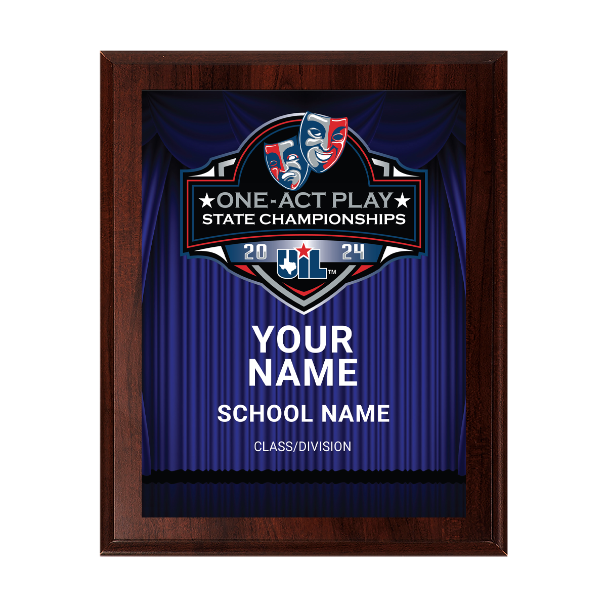 2024 UIL One-Act Play State Championships 8x10 Plaque