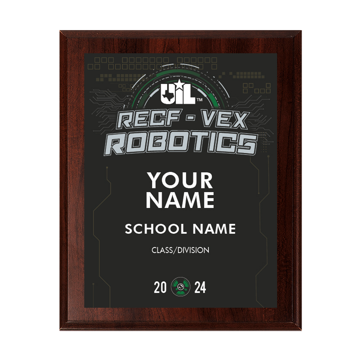 2024 UIL RECF-VEX Robotics 8x10 Plaque