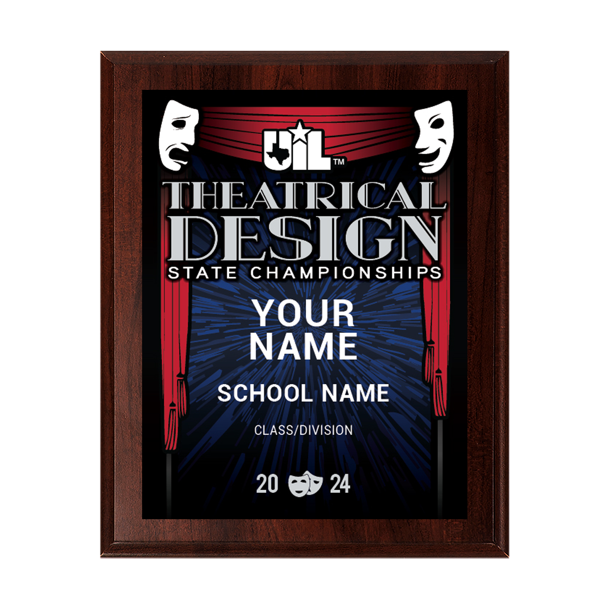 2024 UIL Theatrical Design State Championships 8x10 Plaque