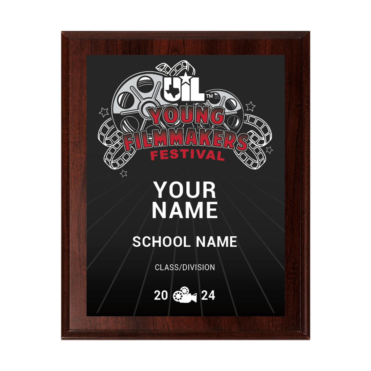 2024 UIL Young Filmmakers Festival 8x10 Plaque