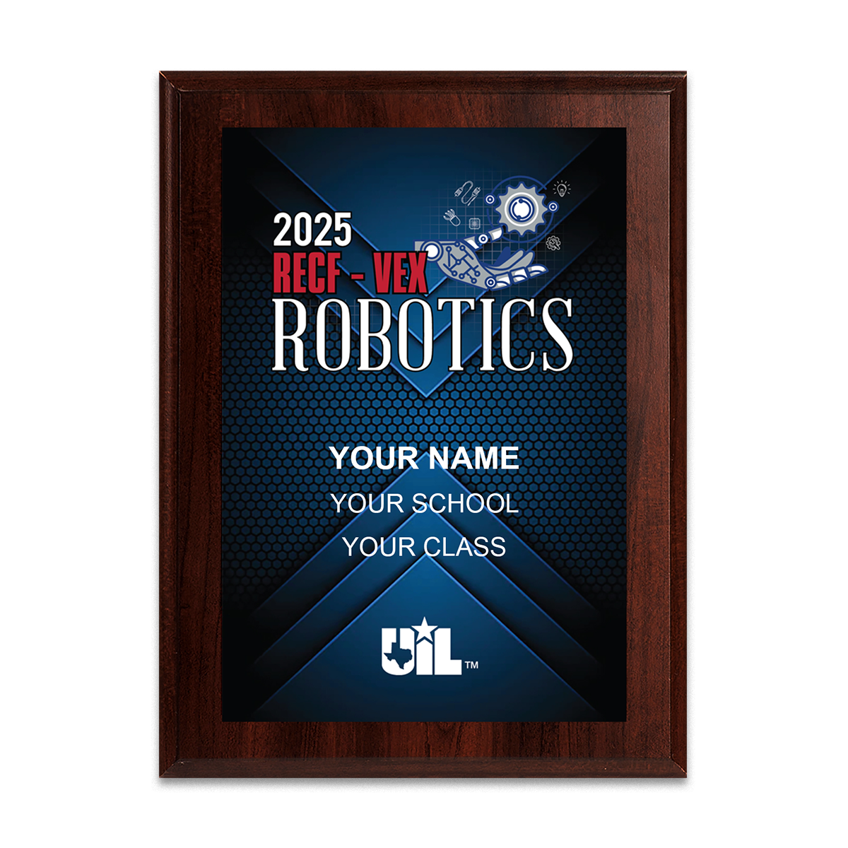 2025 UIL Robotics RECF-VEX State Championships 8x10 Plaque