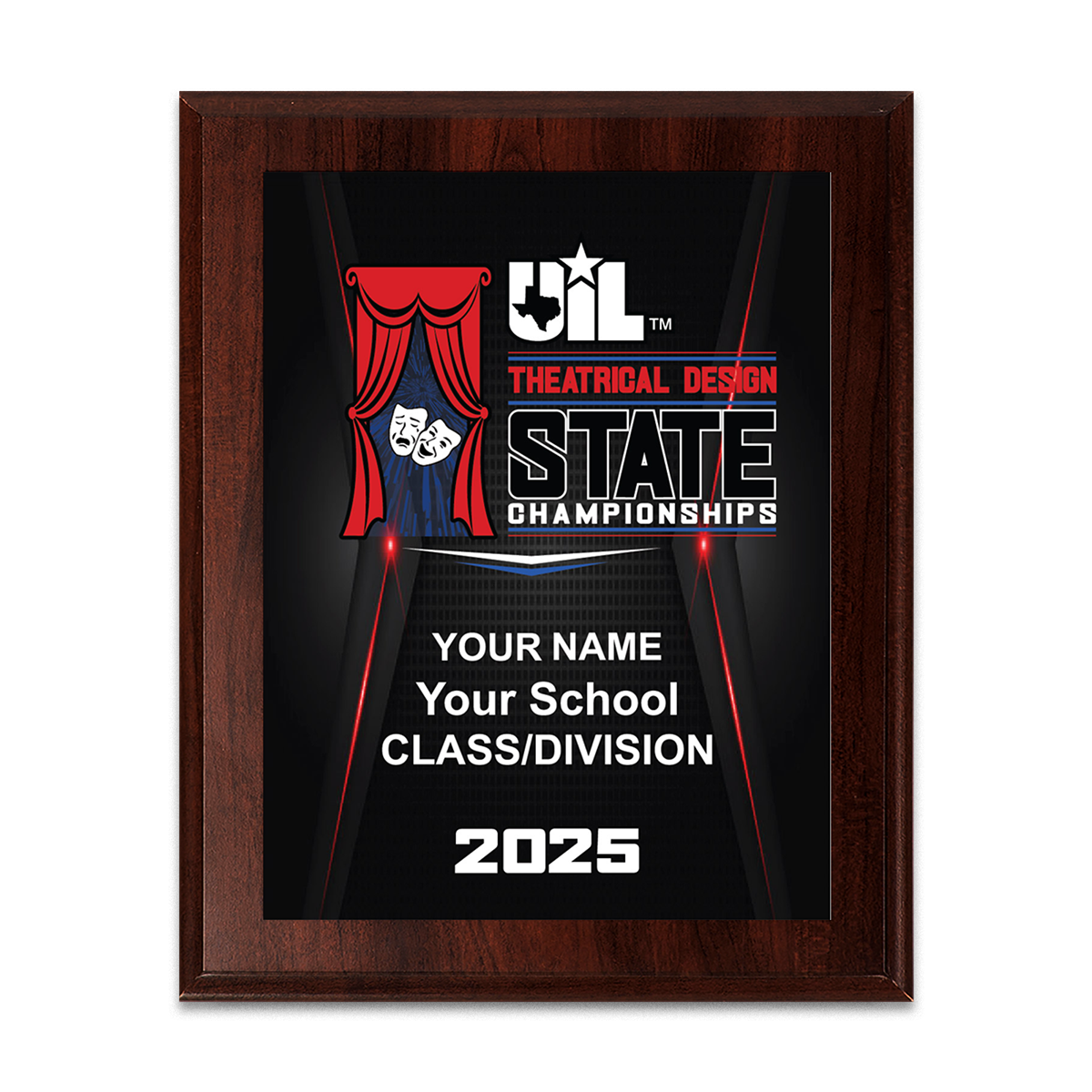 2025 UIL Theatrical Design State Championships 8x10 Plaque
