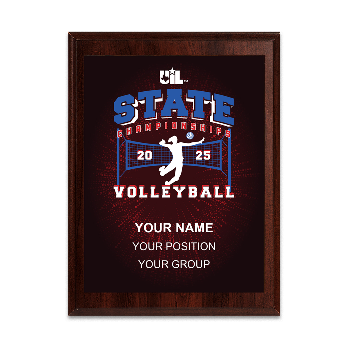 2025 UIL Volleyball State Championships 8x10 Plaque