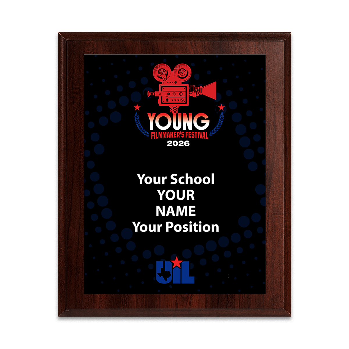 2026 UIL Young Filmmakers Festival 8x10 Plaque