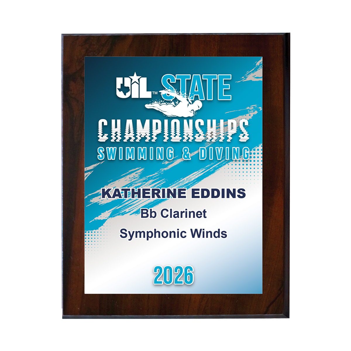 2026 UIL Swimming & Diving State Championships 8x10 Plaque
