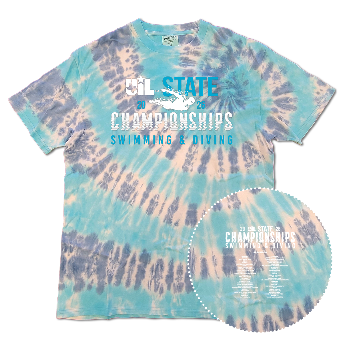 2026 UIL Swimming & Diving State Championships Tie-Dye T-Shirt