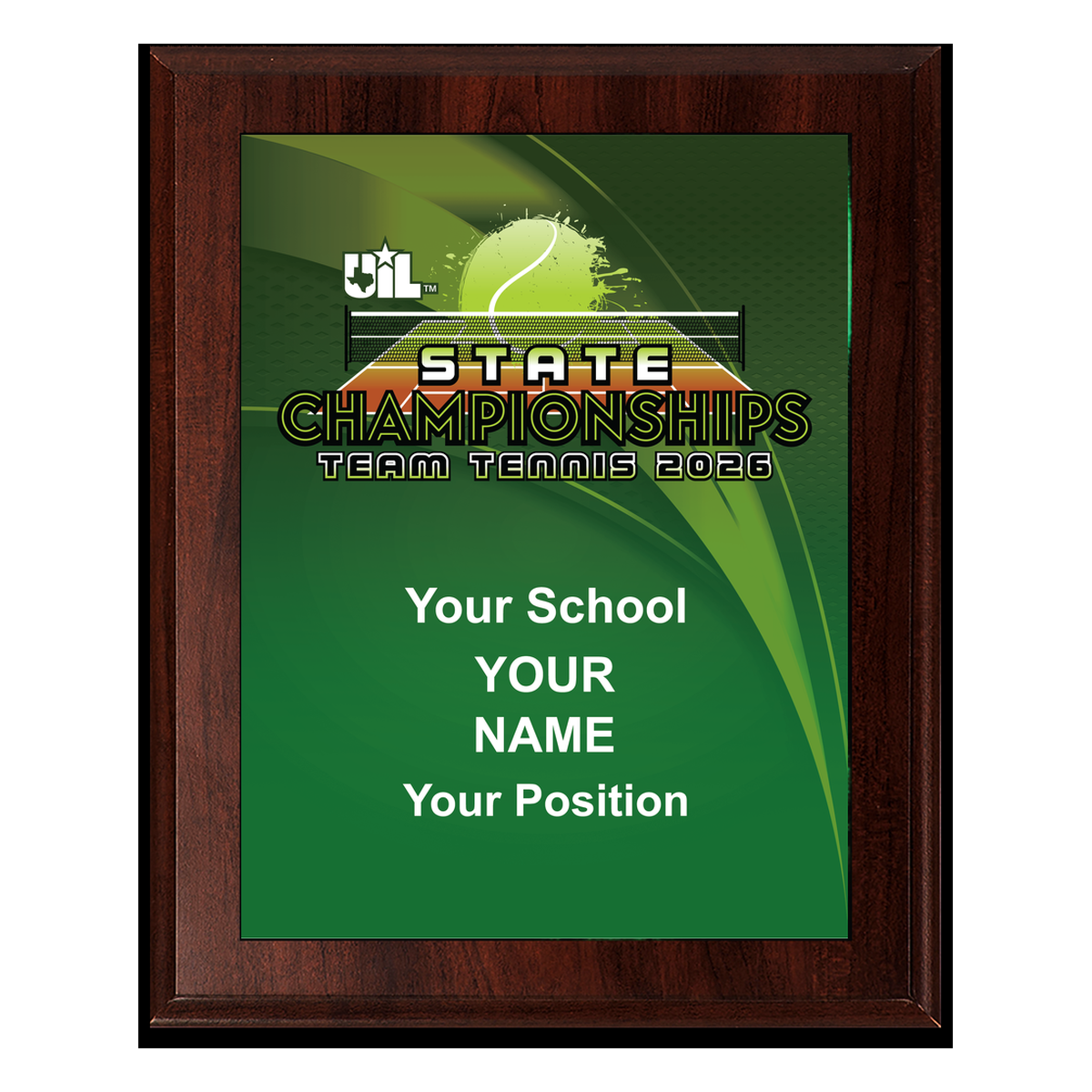 2026 UIL Team Tennis State Championships 8x10 Plaque